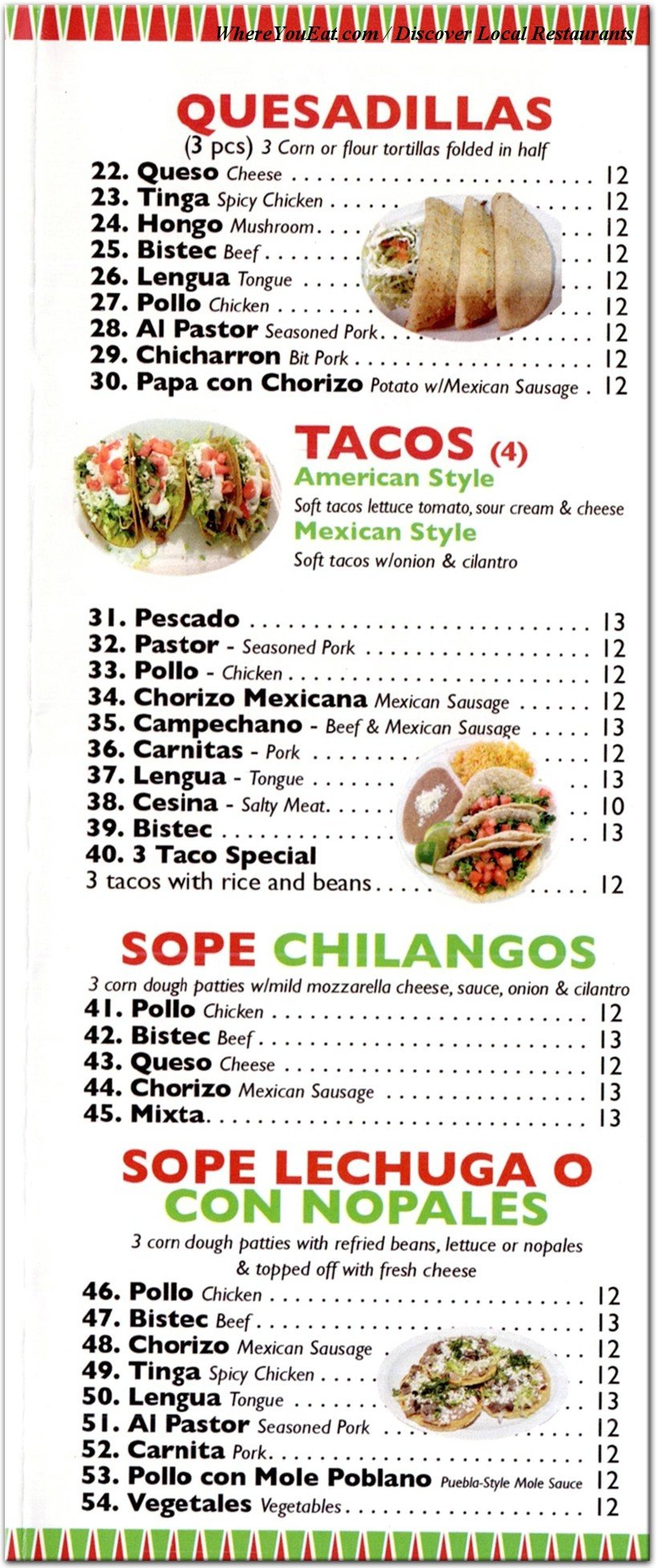 menu